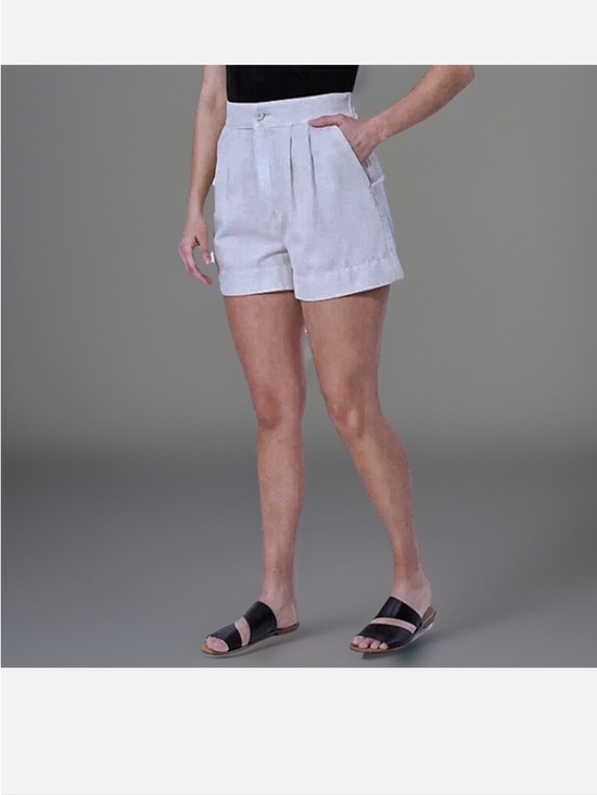 Joie Pants - JOIE Shorts Womens X-Small Ivory Rainy Day Linen Blend High Rise Pleated Pockets